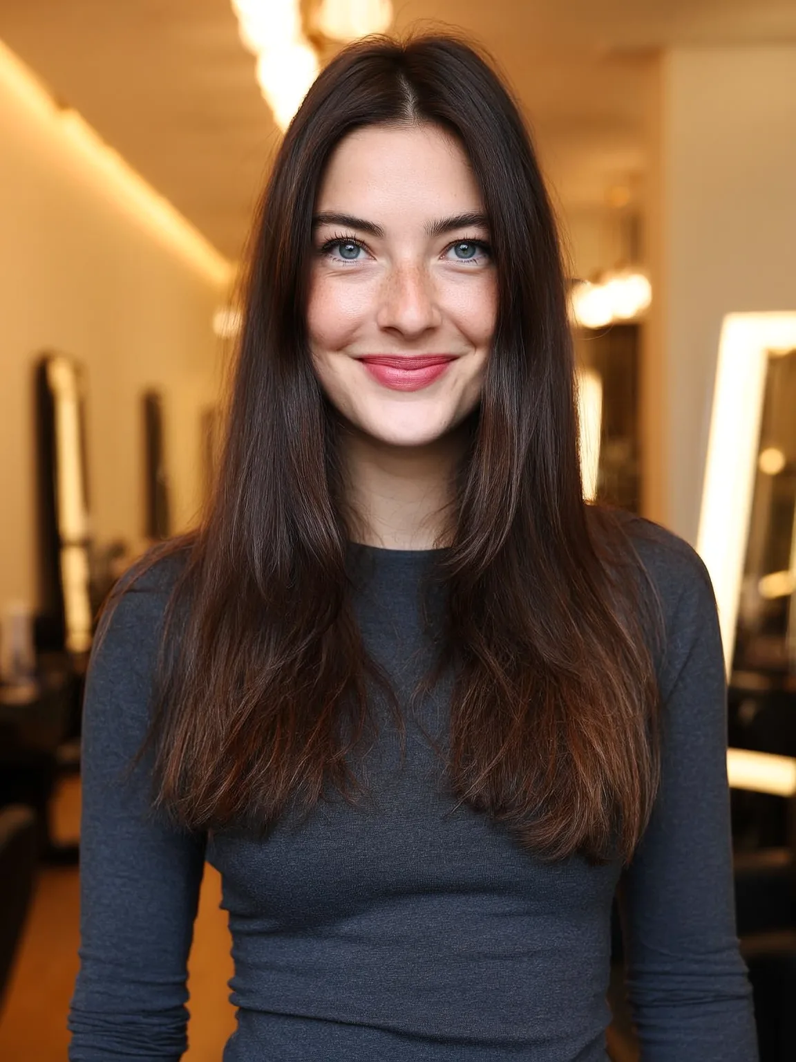 Classic Long Layers with Subtle Chestnut Highlights